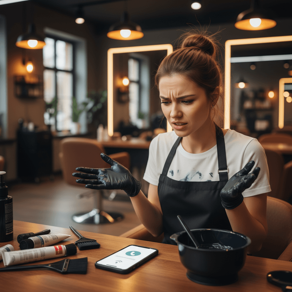 Fryzjerka z telefonem